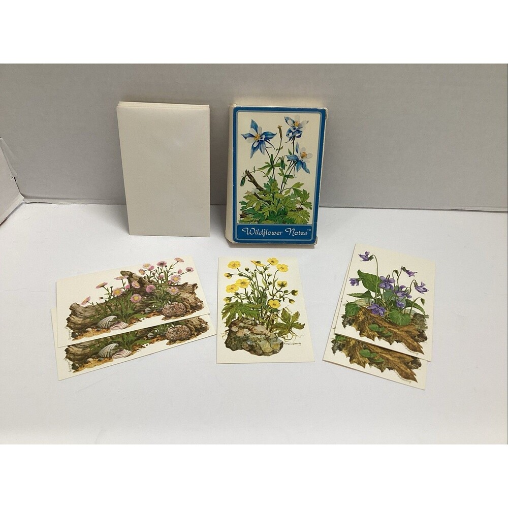 vtg  “wildflower notes” blank note cards stationery set assorted botanical scene